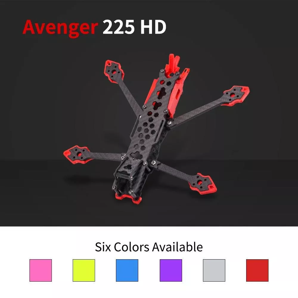5 英寸 FPV 框架套件 - Avenger 225HD 碳纖維四軸飛行器 fpv 無人機框架，用於保護高清數字系統真正便宜的無人機